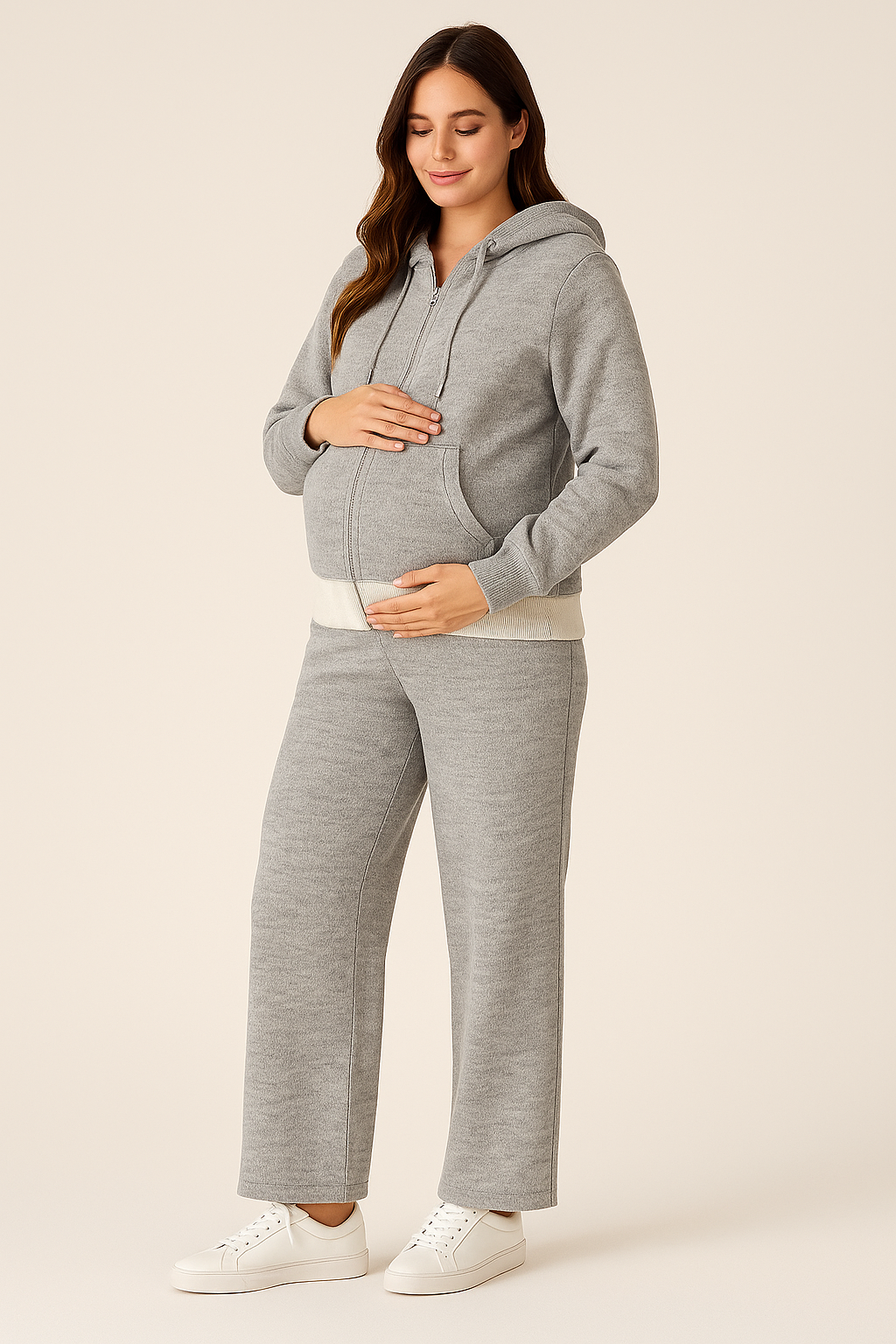 Aurora Maternity grey sweater hoodie set (Hoodie+Pants)