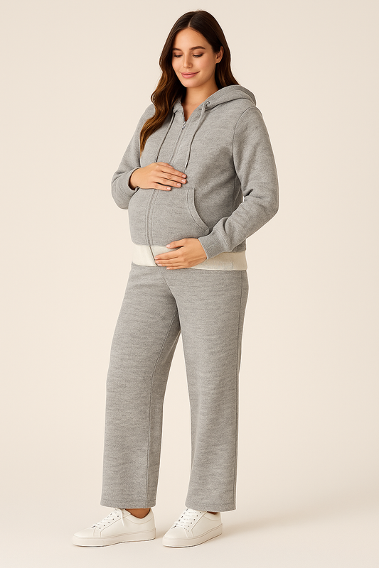 Aurora Maternity grey sweater hoodie set (Hoodie+Pants)