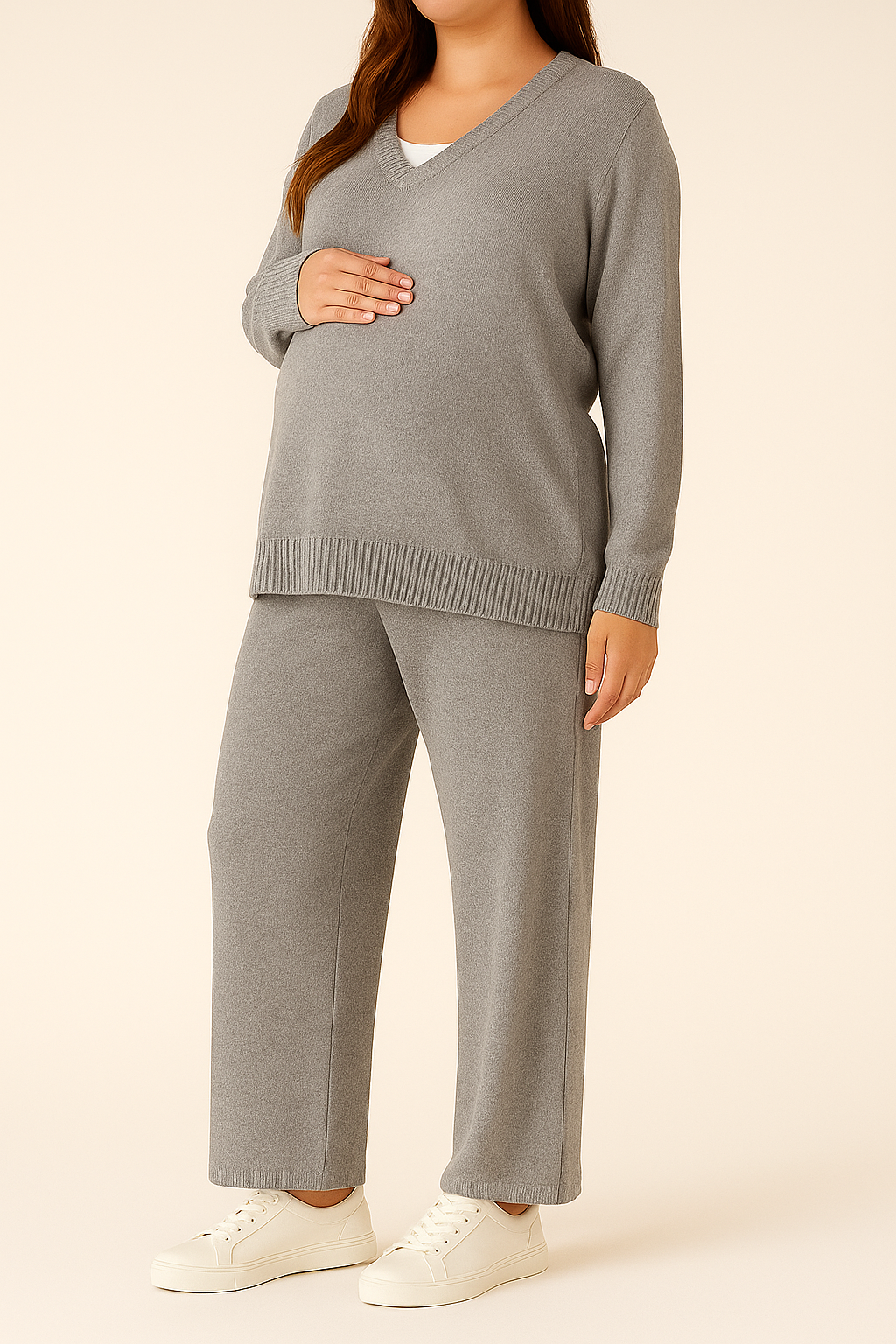 Aurora Maternity grey knit set (Sweater+Pants)