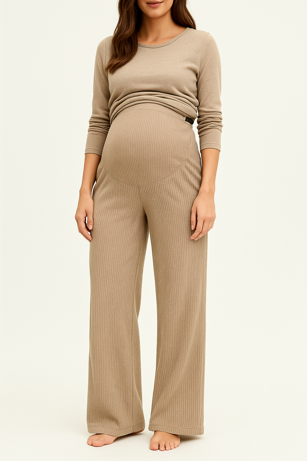 Aurora Maternity beige ribbed pants